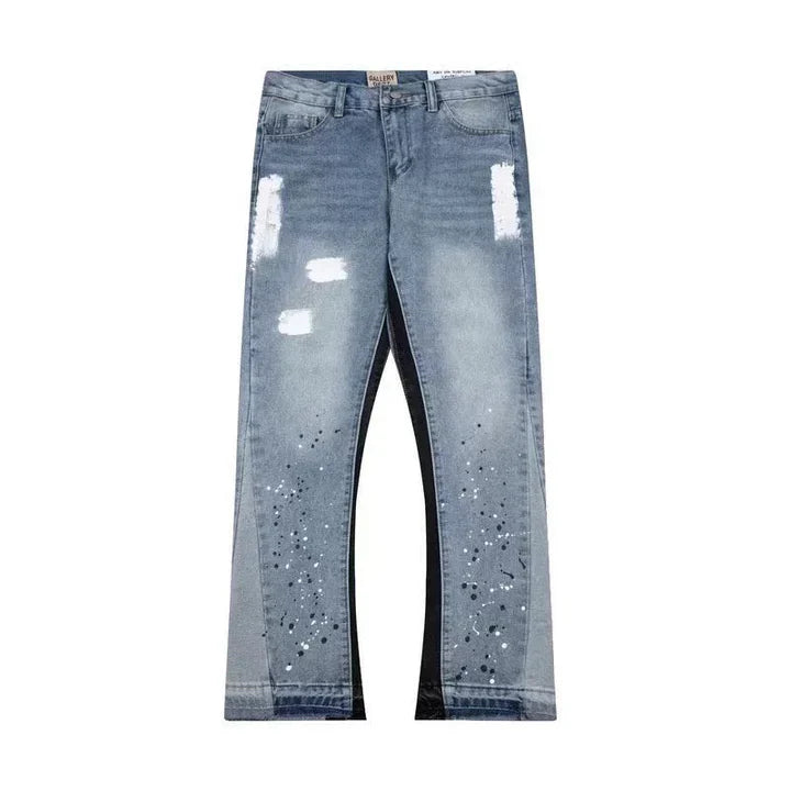 "Painted" Flared Denim Jeans