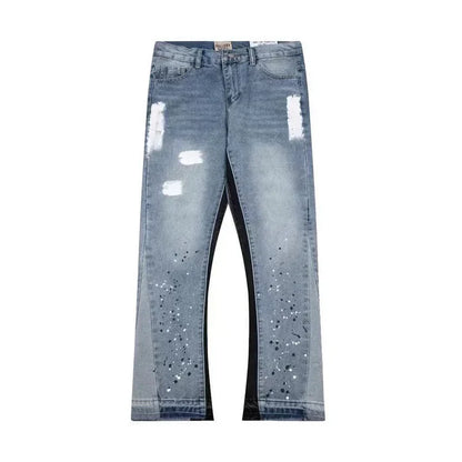"Painted" Flared Denim Jeans
